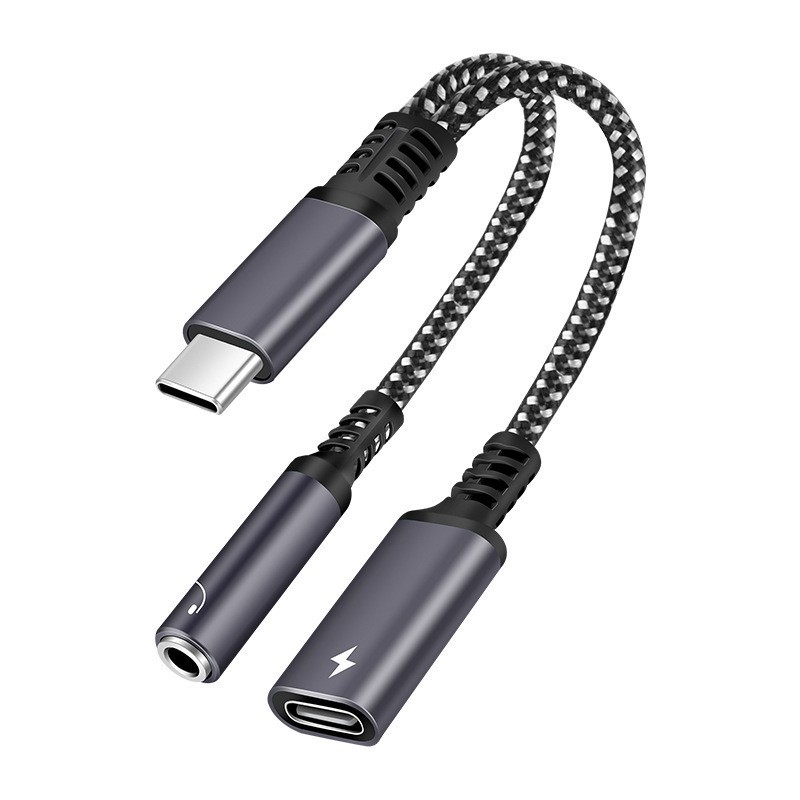 Earphone Splitter Jack - كابل شاحن سريع مع مقسم USB