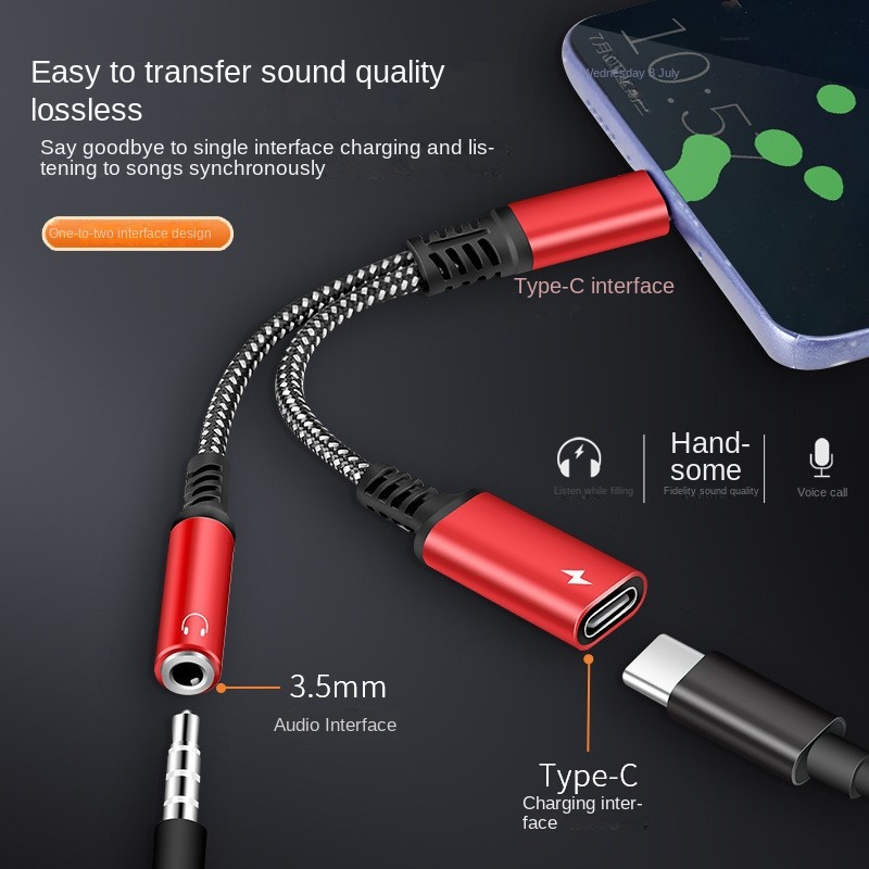 كابل شاحن سريع مع مقسم USB C ، - مراجعة Earphone Splitter Jack وسعره